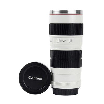 Valokuvaajakameran tumbler kahville