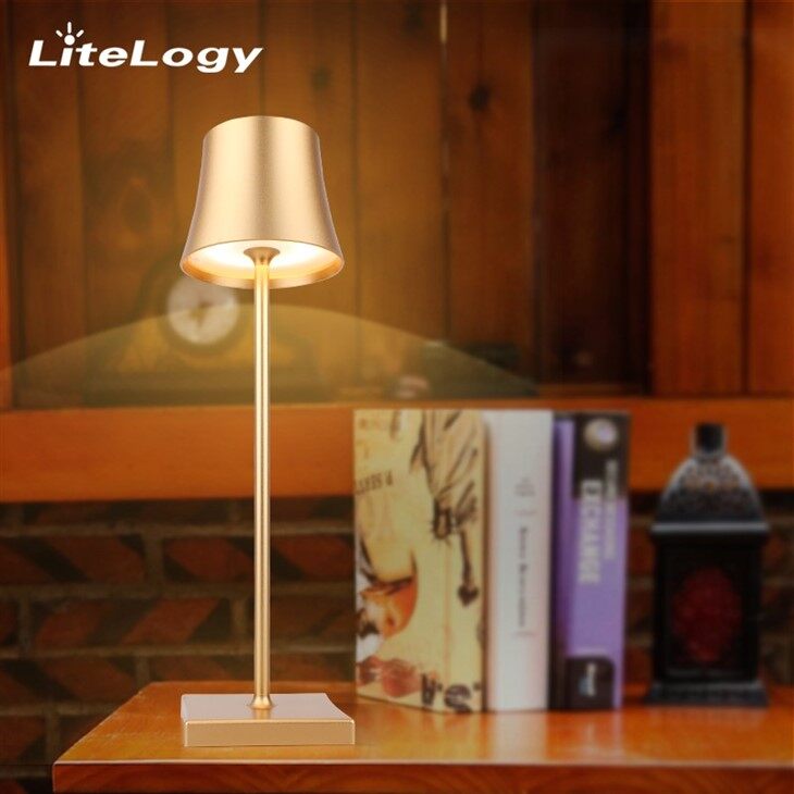 Wireless Table Lamp, 5200mAh Battery Powered Lamp, IP54 Waterproof, Full Aluminum, Touch Switch Dimming, For Indoor And Outdoor, Bedroom, Restaurant, Garden Terrace, Buffet, Bar, Gold