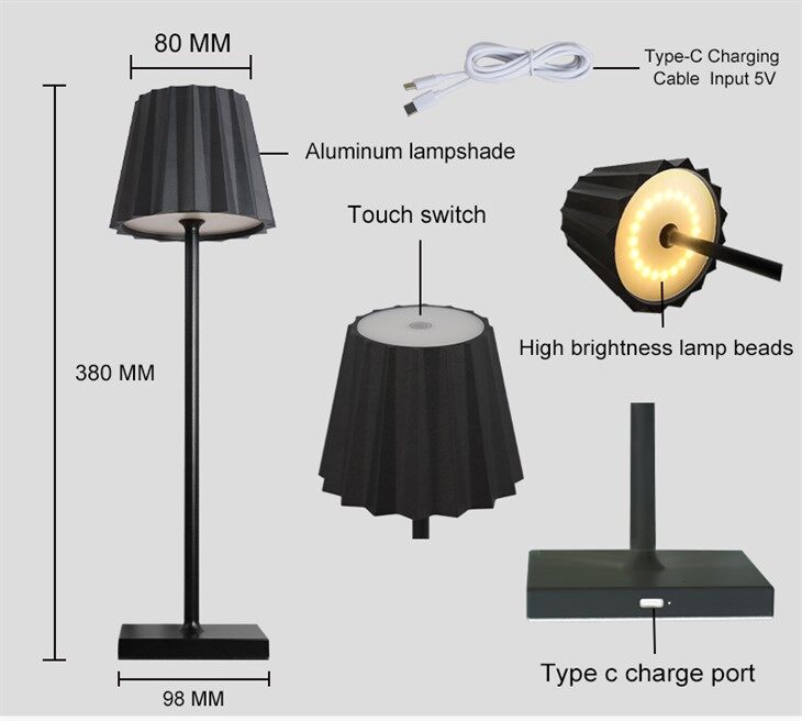 Restaurant Rechargeable table lamp details