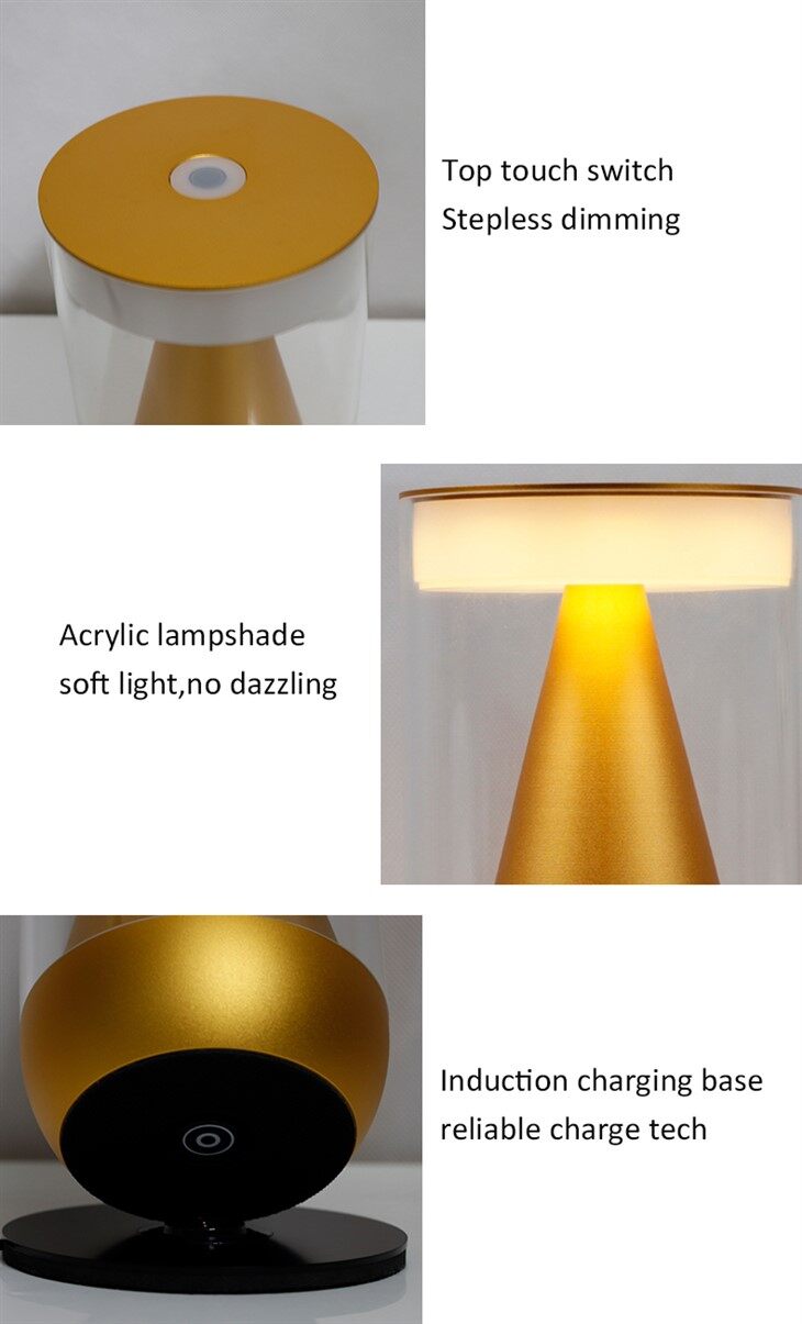 Small bedroom cordless table lamp details