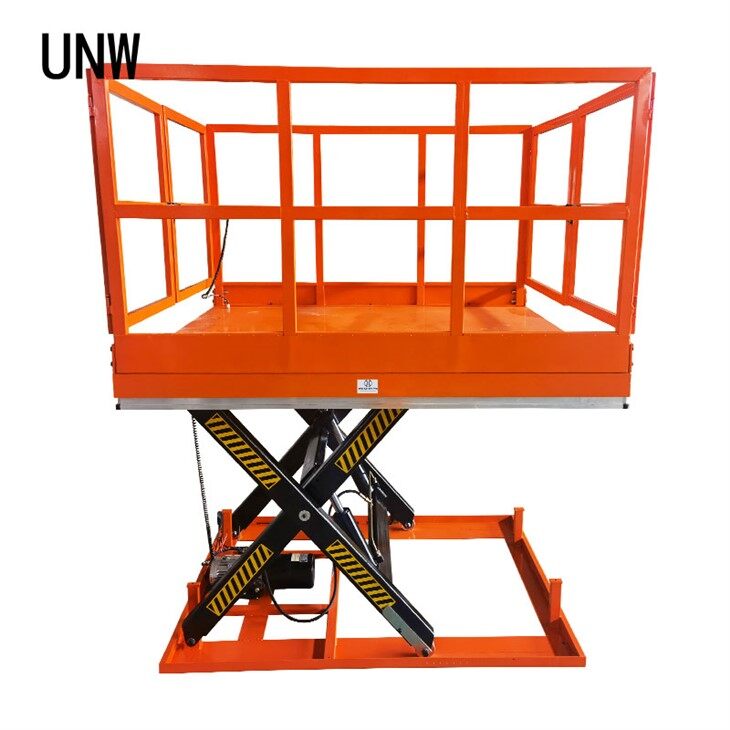 Mesas elevadoras de tijera con barandilla