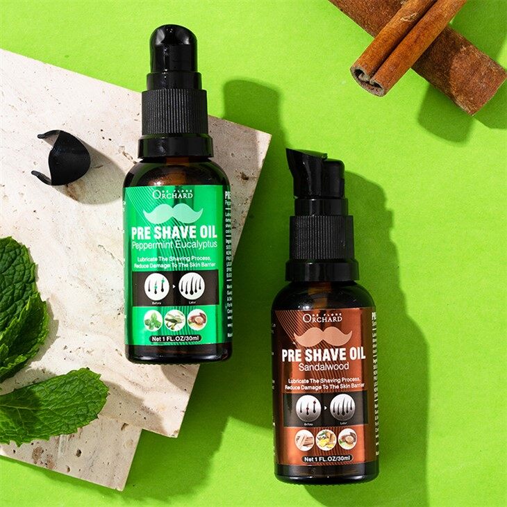 Huile de pré-rasage à la menthe poivrée et à l'eucalyptus