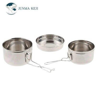 مجموعة أواني التخييم المصنوعة من الفولاذ المقاوم للصدأ للجيش