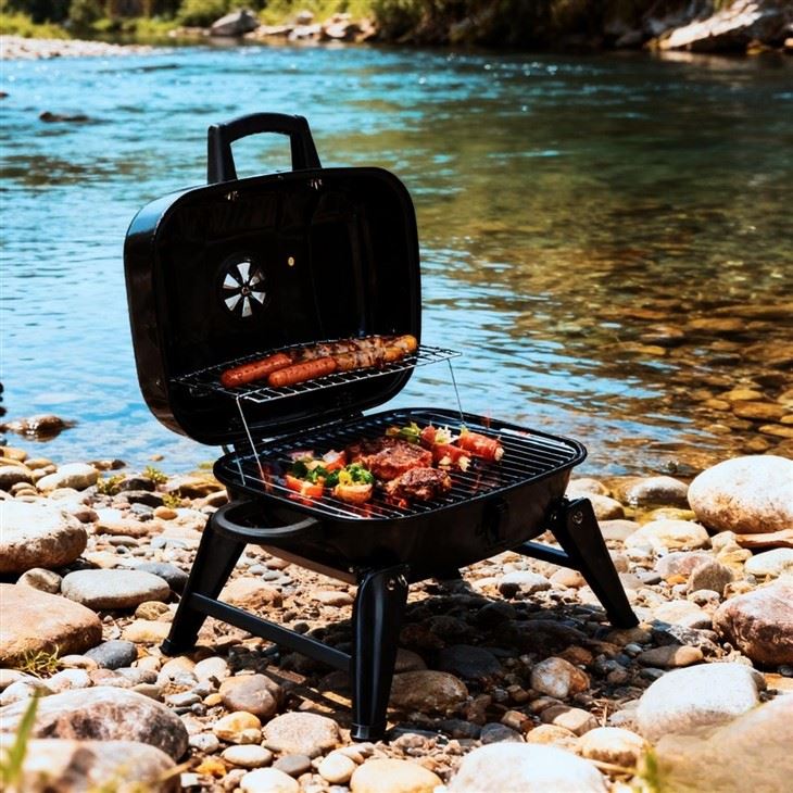 Portable Folding Charcoal Bbq Camping Grill factory