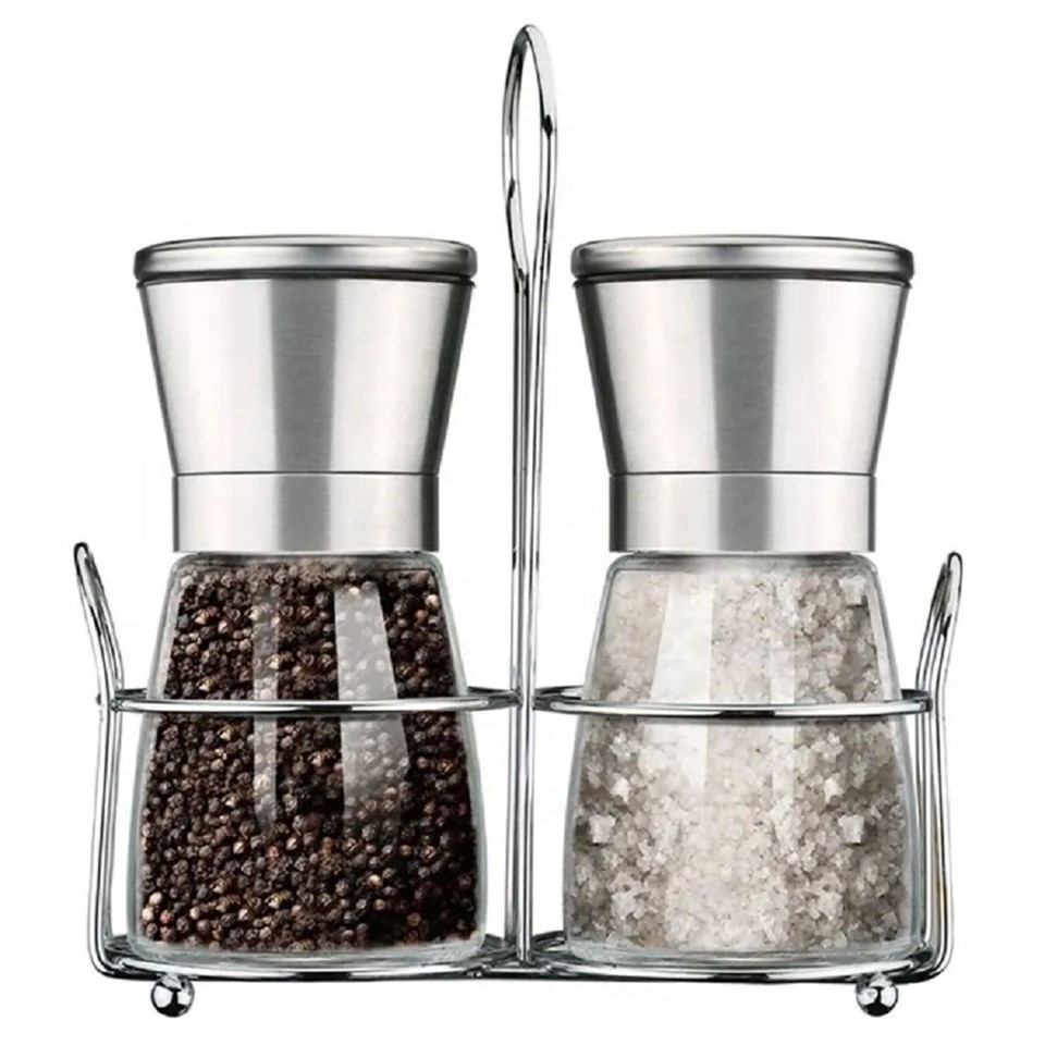 glass salt and pepper grinder set(1)