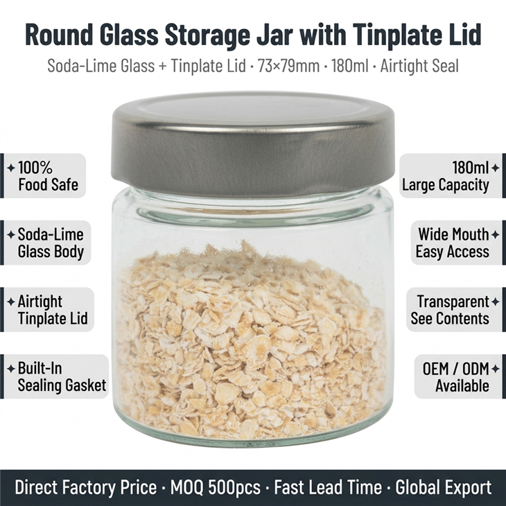 Round Glass Jar With Tinplate Lid factory
