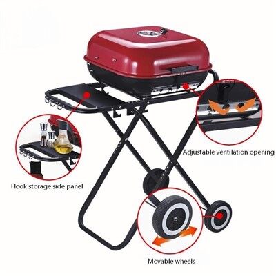 Външна кухня с барбекю на дървени въглища