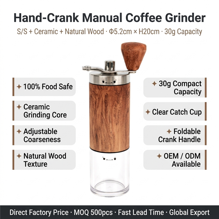 Wooden Hand Crank Coffee Grinder factory