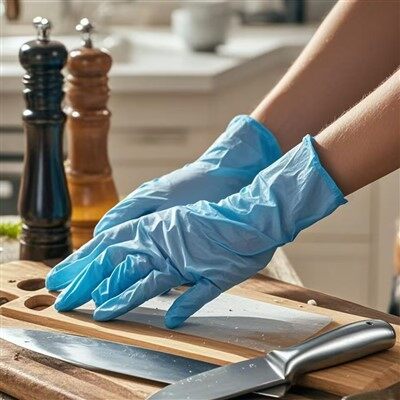 Guants TPE de plàstic blau