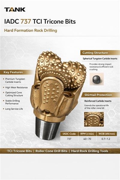 IADC 737 Tricone Drill Bits Għall-Formazzjoni ta' Rock Hard
