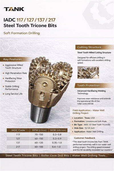 Bits Tricone tas-Snien tal-Azzar|IADC 117 127 137 217 Roller Cone Drill Bits