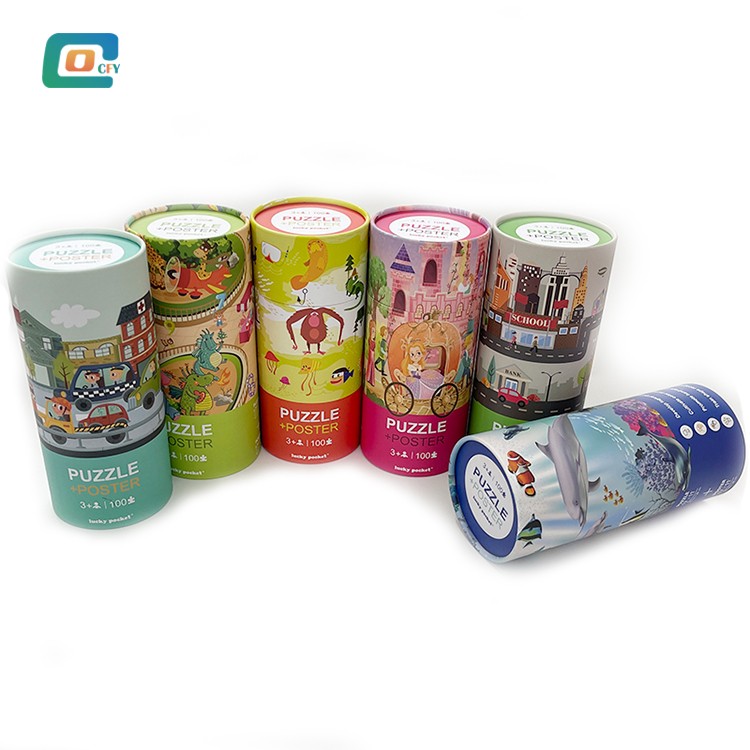 Paper tube packed jigsaw puzzle
