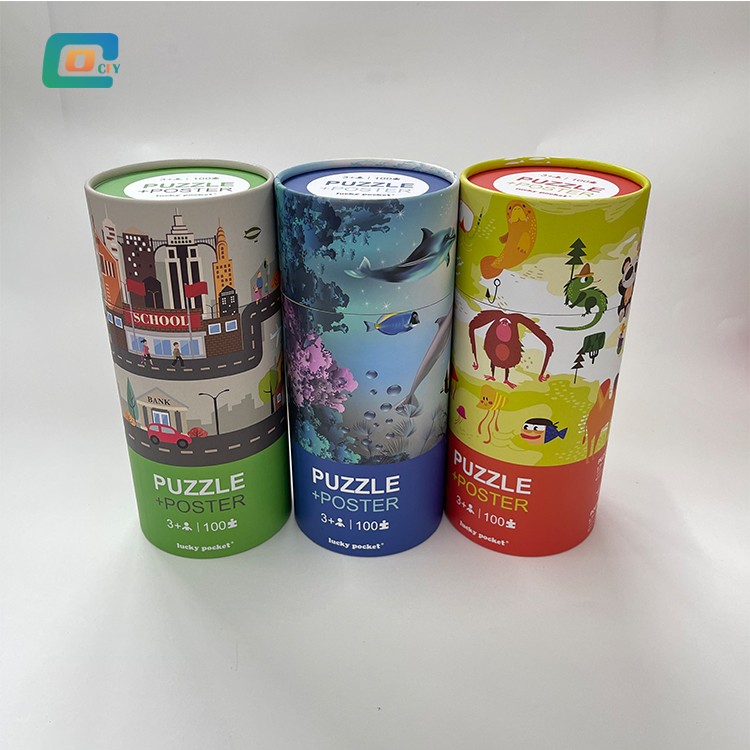 100pcs kids puzzle in cylinder tube