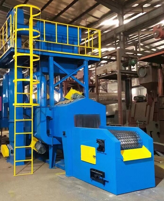 Peiriant ffrwydro saethu gwregys rhwyll