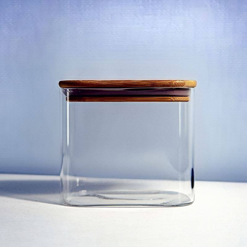 Alta Cuadrado Borosilicada Jar Sellada .