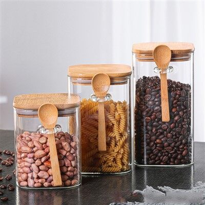 Sealed Glass Storage Jar with Spoon