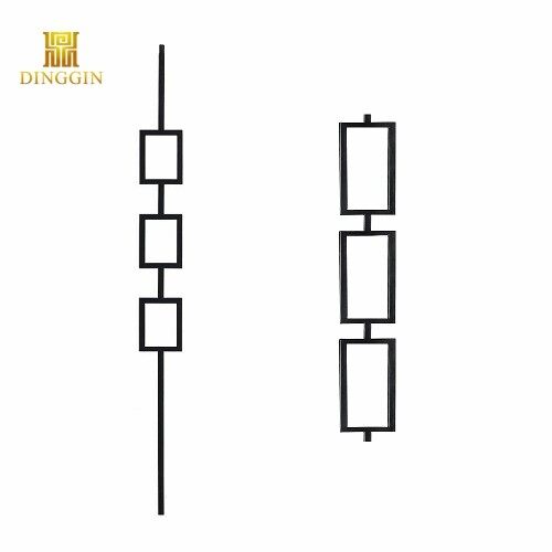 2 Triple Rectangle iron railing spindle