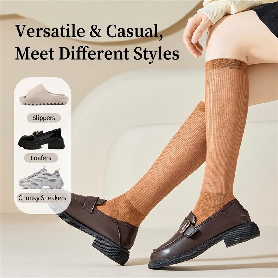 Womens White Long Socks factory