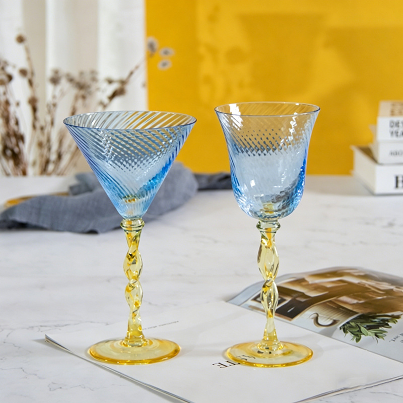Blue White Wine Glasses