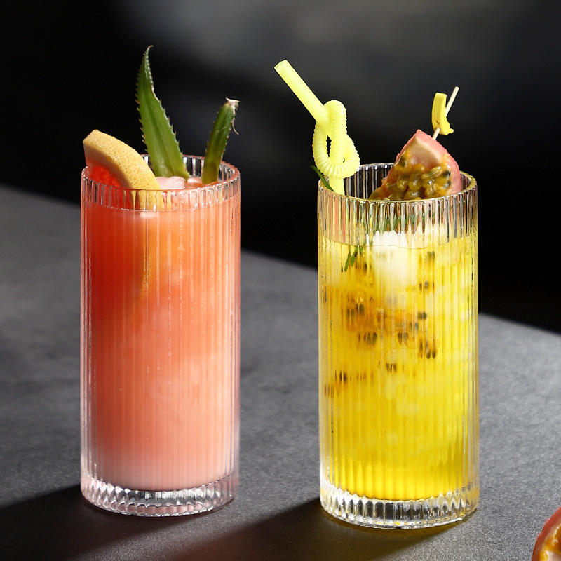 Ribbed High Ball Glasses