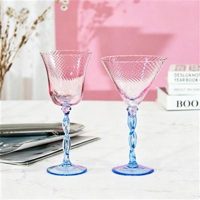 Blue and White Wine Glasses