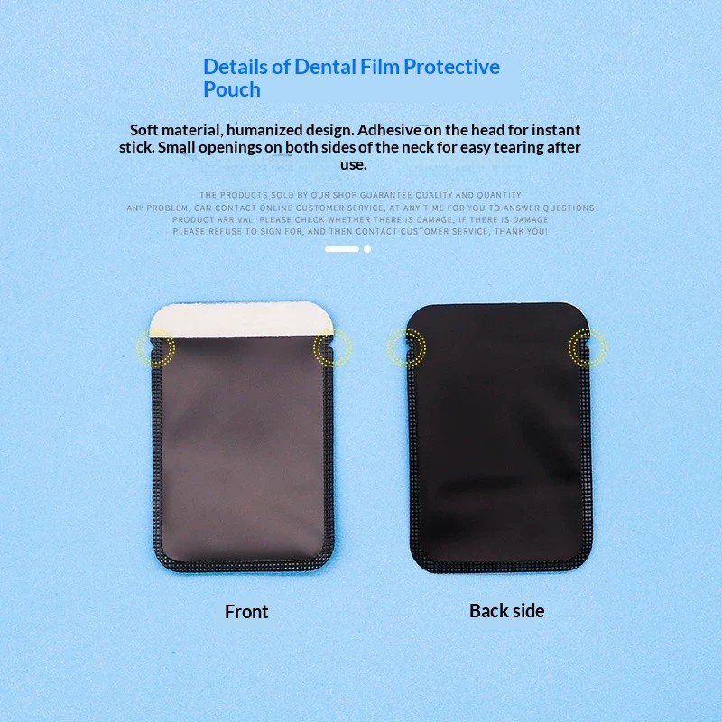 Details of dental film protective pouch